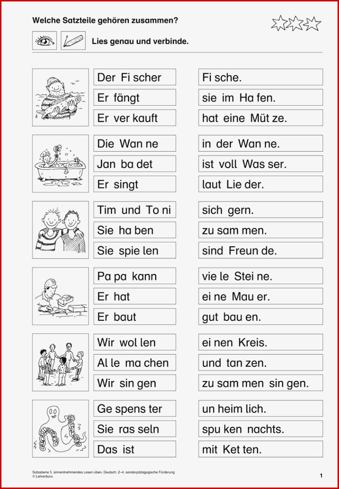 1 Klasse Arbeitsblätter Lesen Lernen 1 Klasse Arbeitsblatt