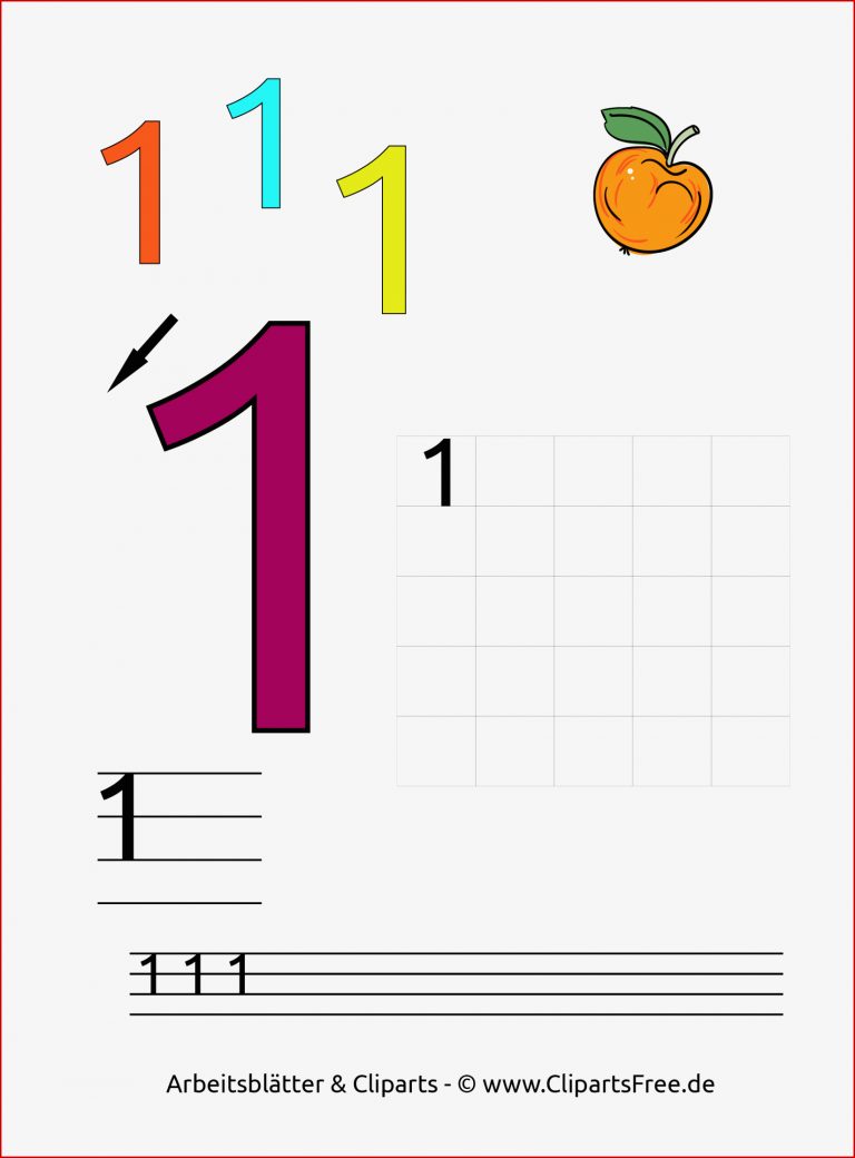 1 Kostenlose Übungsblätter Zum Lernen Der Zahlen