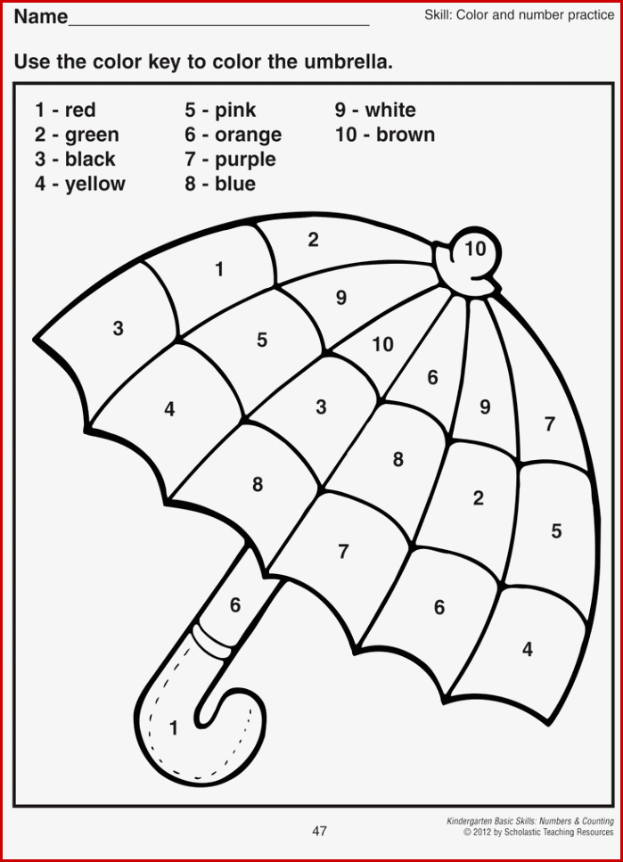 10 Arbeitsblatt Farbe Nach Zahlen Für Vorschulkinder