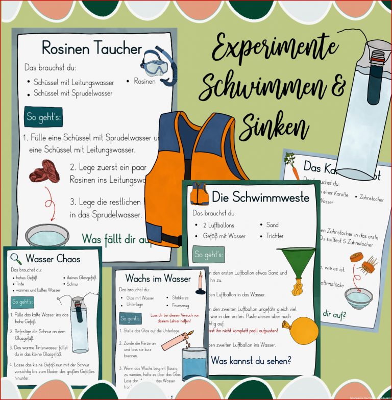 10 Experimente zu Schwimmen und Sinken Anleitungen