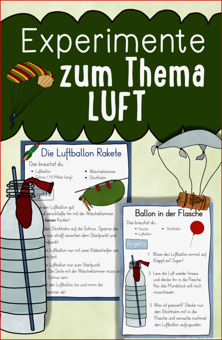 13 Experimente mit Luft Stationenkarten & Anleitungen