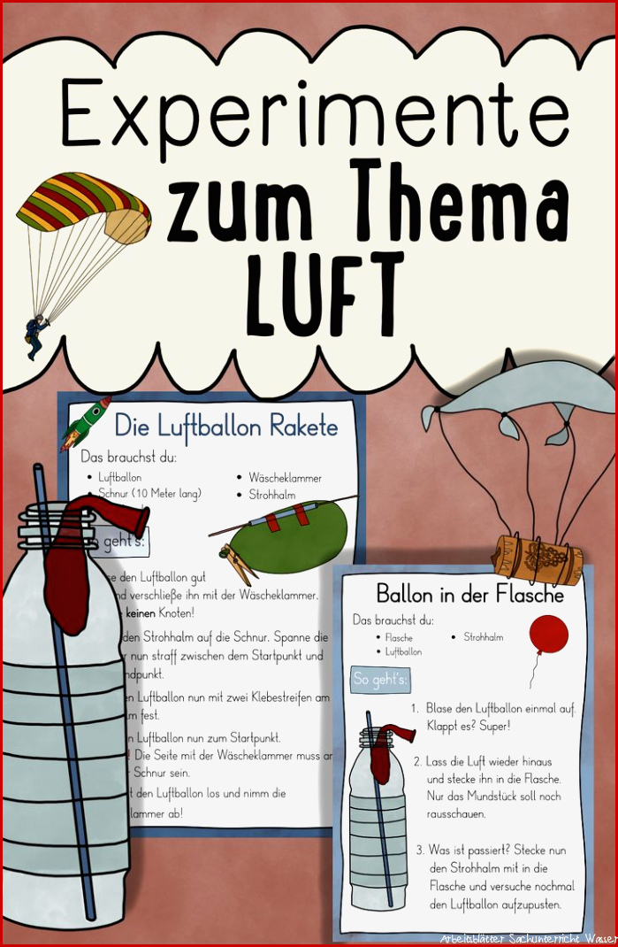 13 Experimente mit Luft Stationenkarten & Anleitungen