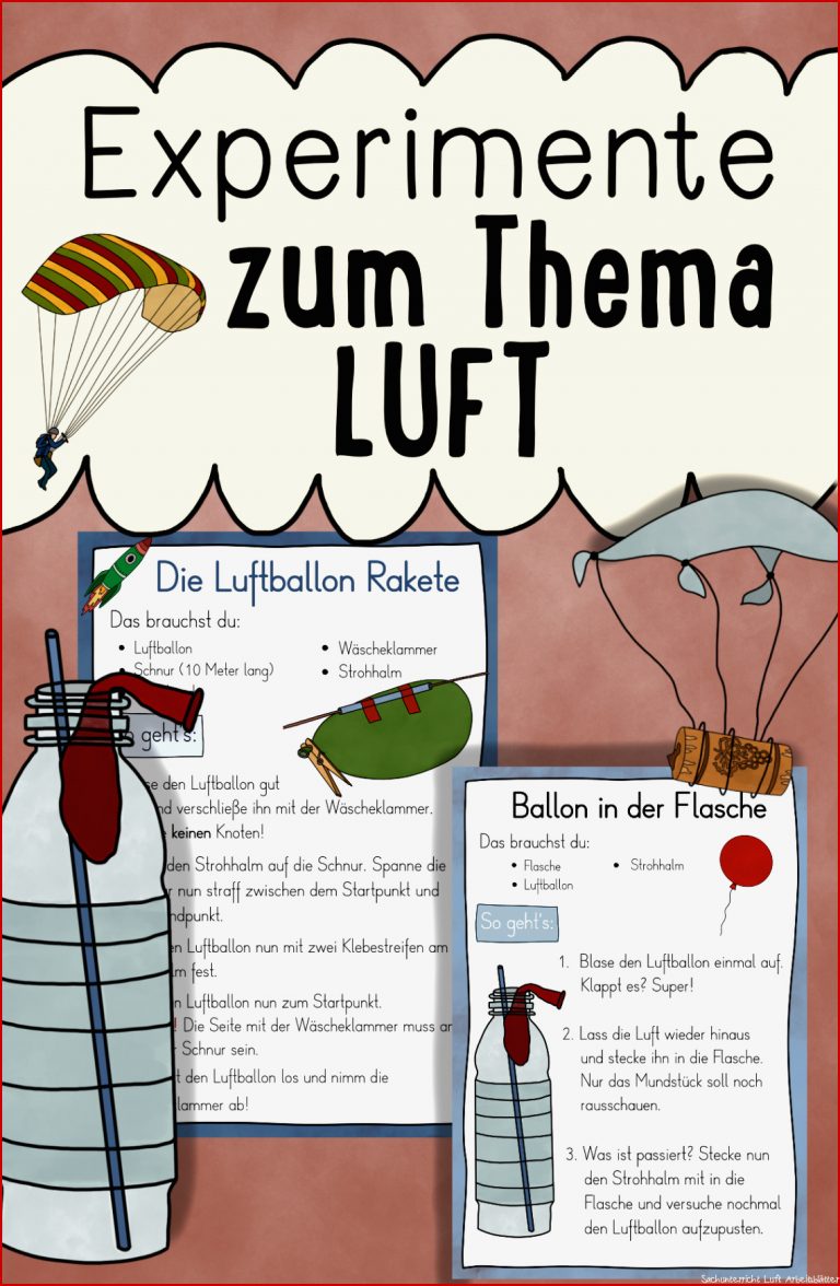 13 Experimente mit Luft Stationenkarten & Anleitungen