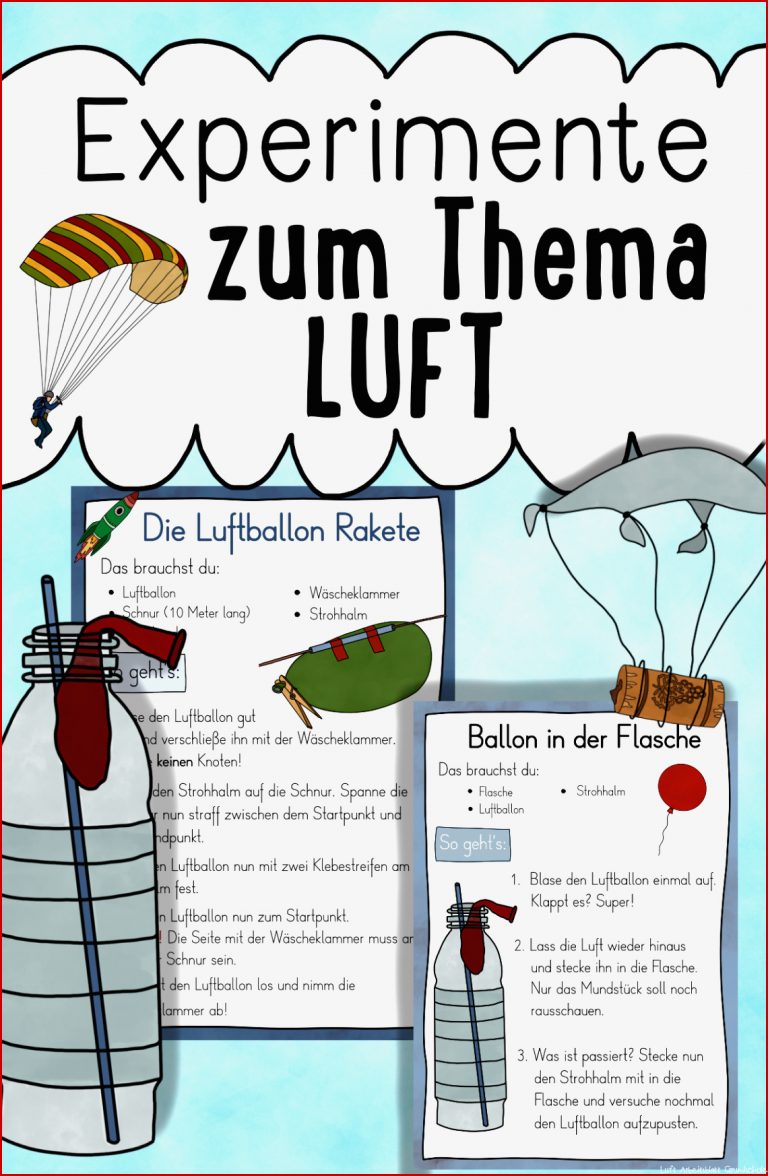 13 Experimente mit Luft Stationenkarten & Anleitungen