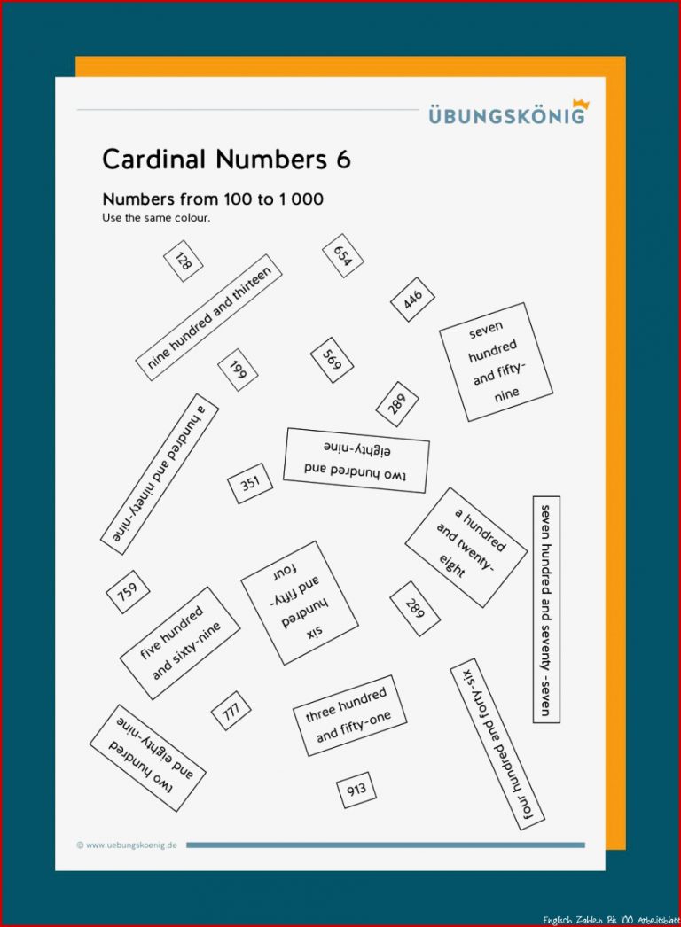 14 Numbers Englisch Zahlen Bis 100 Arbeitsblatt Iwonnink