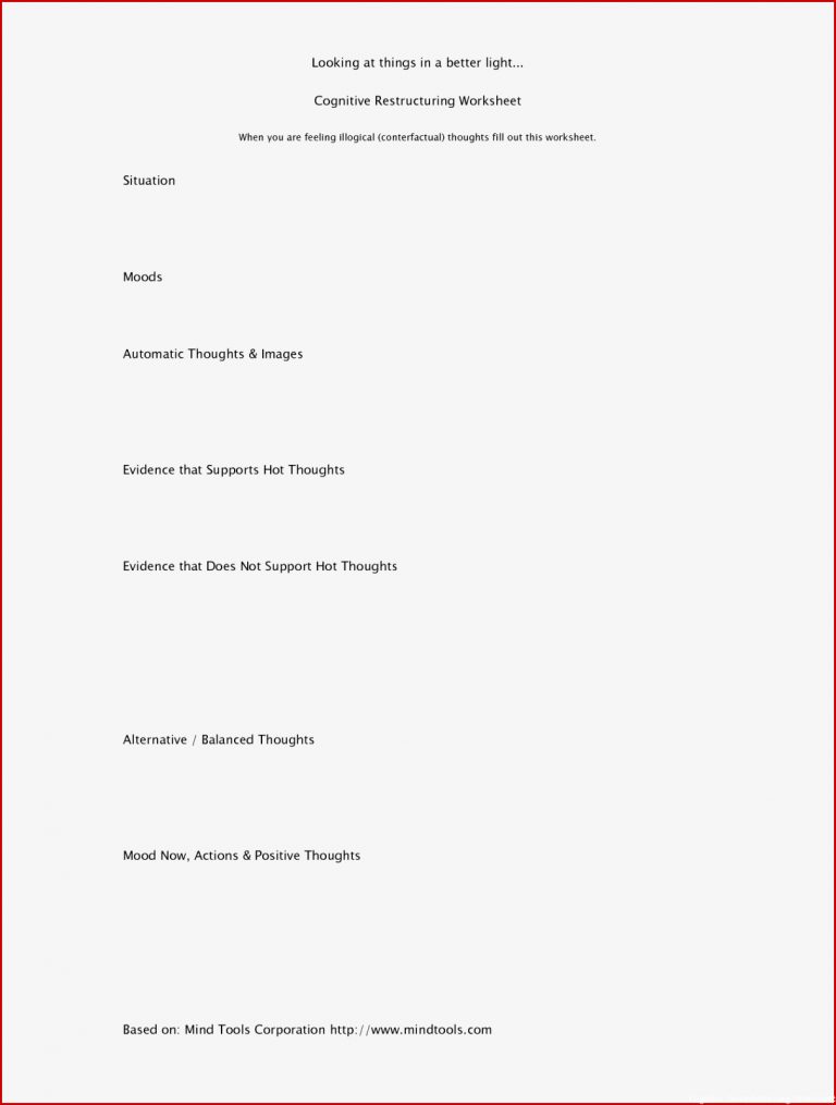 15 Best Of Cognitive therapy Worksheets Cognitive