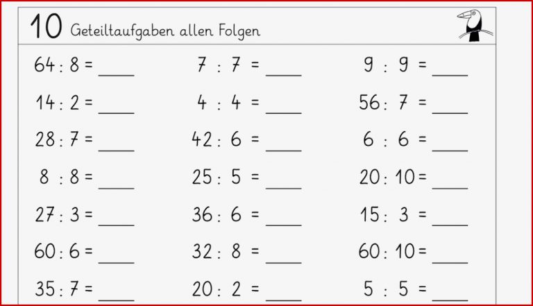 1X1 Divi ren Arbeitsblatt Schulmaterial