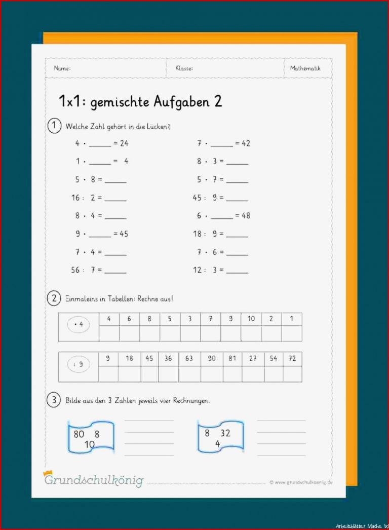 1x1 Gemischte Aufgaben