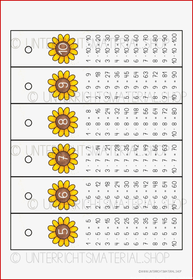 1x1 zum Ausdrucken 2 Klasse Mathematik Einmaleins