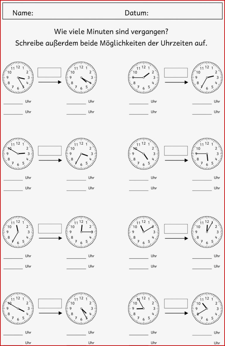 20 Abgelaufene Zeit Arbeitsblätter 3 Klasse