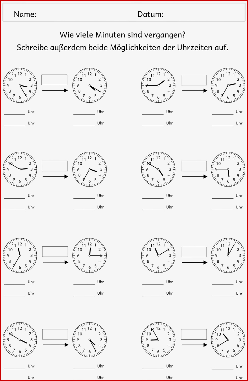 20 Abgelaufene Zeit Arbeitsblätter 3 Klasse