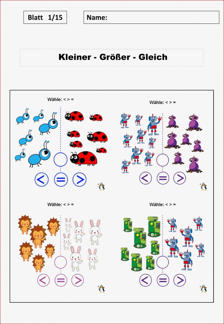 25 Arbeitsblätter Vergleiche Kleiner Größer Gleich Mathe