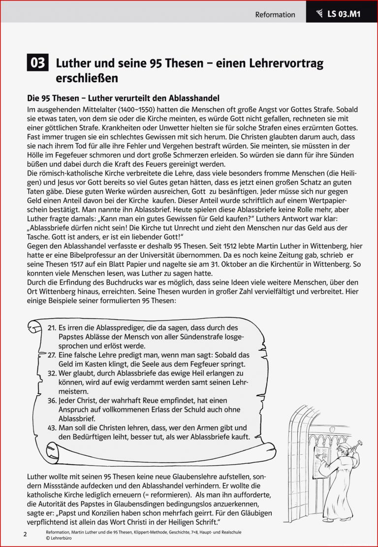 25 Inspirierend Arbeitsblatt 95 thesen