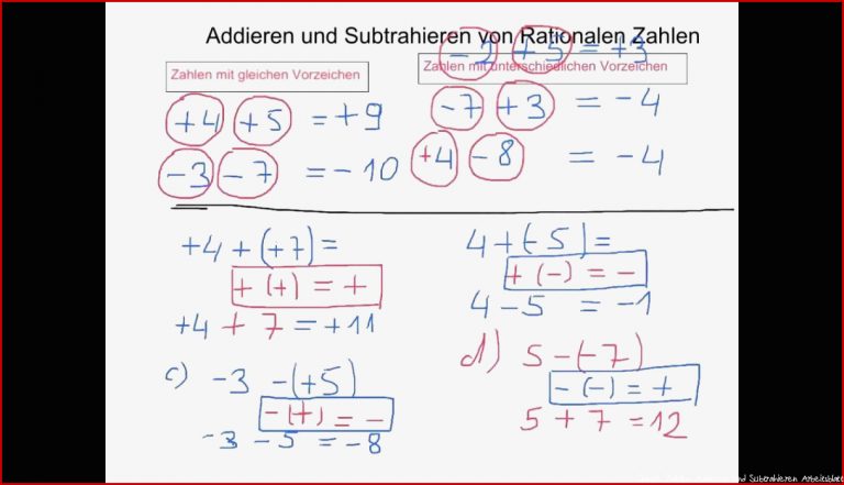 27 Arbeitsblätter Mit Negativen Zahlen Ad ren Und