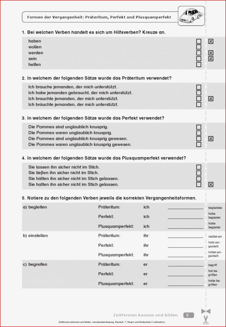 30 Arbeitsblätter 4 Klasse Deutsch Zeitformen