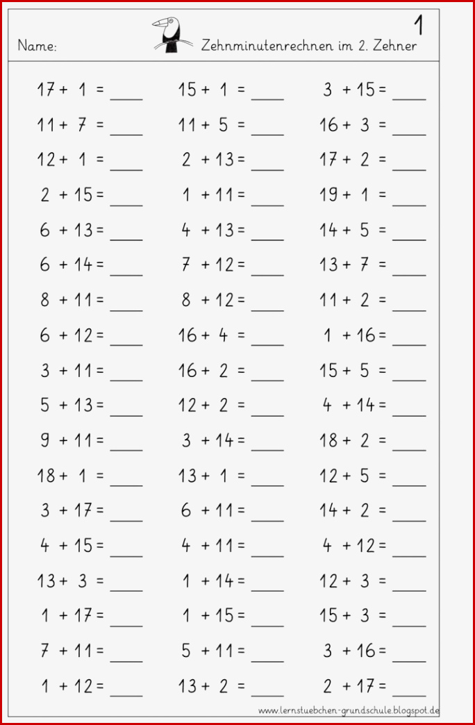 30 Mathe Arbeitsblätter Klasse 1 Zum Ausdrucken Kostenlos