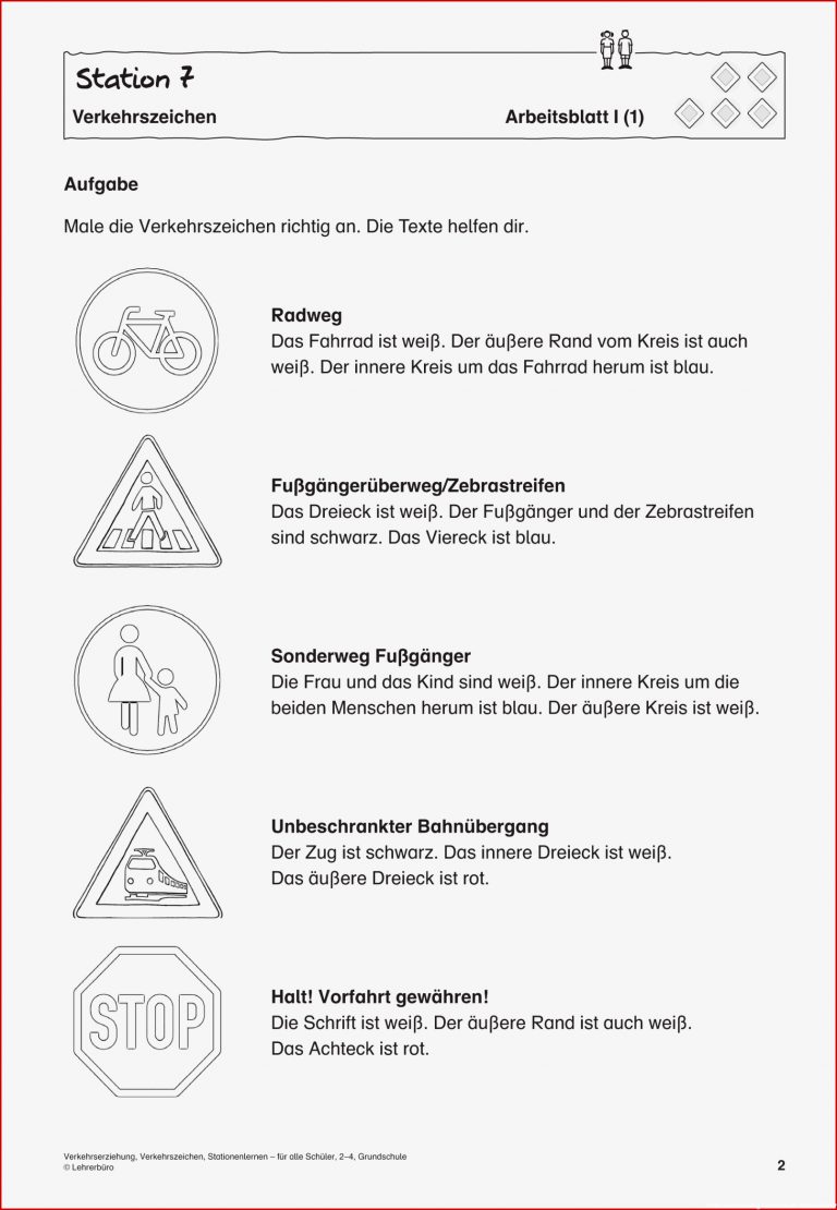 32 Arbeitsblatt Grundschule Verkehrszeichen Kidworksheet