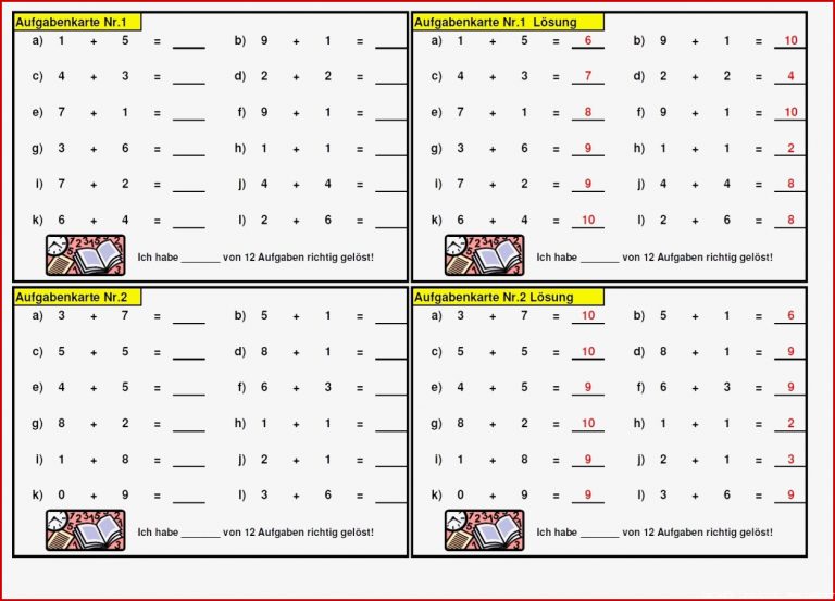 48 Rechenkarten Mit 576 Aufgaben 1.klasse