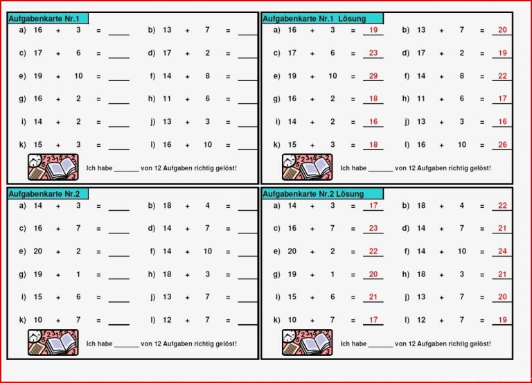 48 Rechenkarten Mit 576 Aufgaben 2 Klasse Mathematik