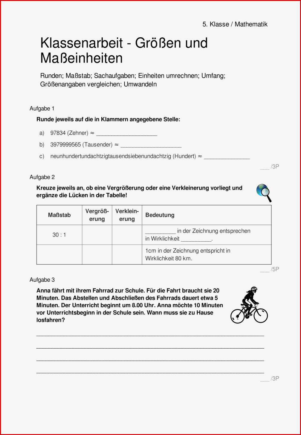 5 Klasse Mathematik Gymnasium Maßeinheiten