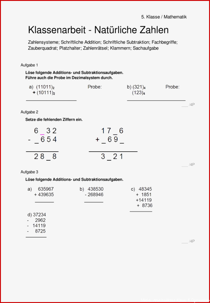 5 Klasse Mathematik Gymnasium Natürliche Zahlen