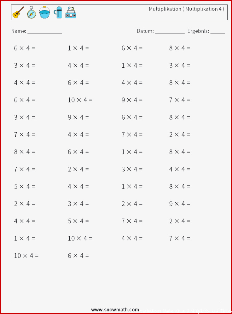 50) multiplikation ( multiplikation 4 ) Mathe-Arbeitsblätter ...