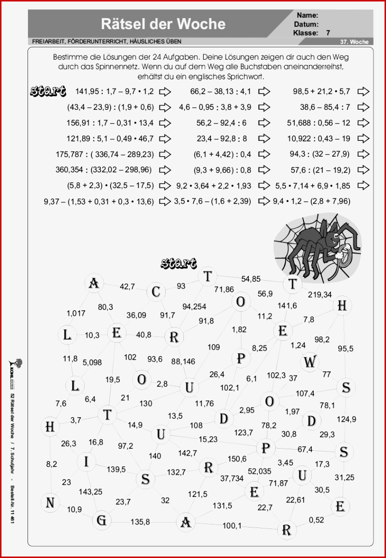 52 Rätsel Der Woche Klasse 7