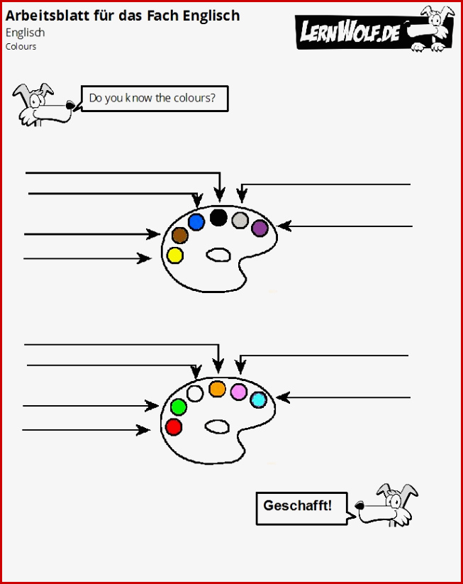 54 Arbeitsblatt Colours Grundschule Kidworksheet