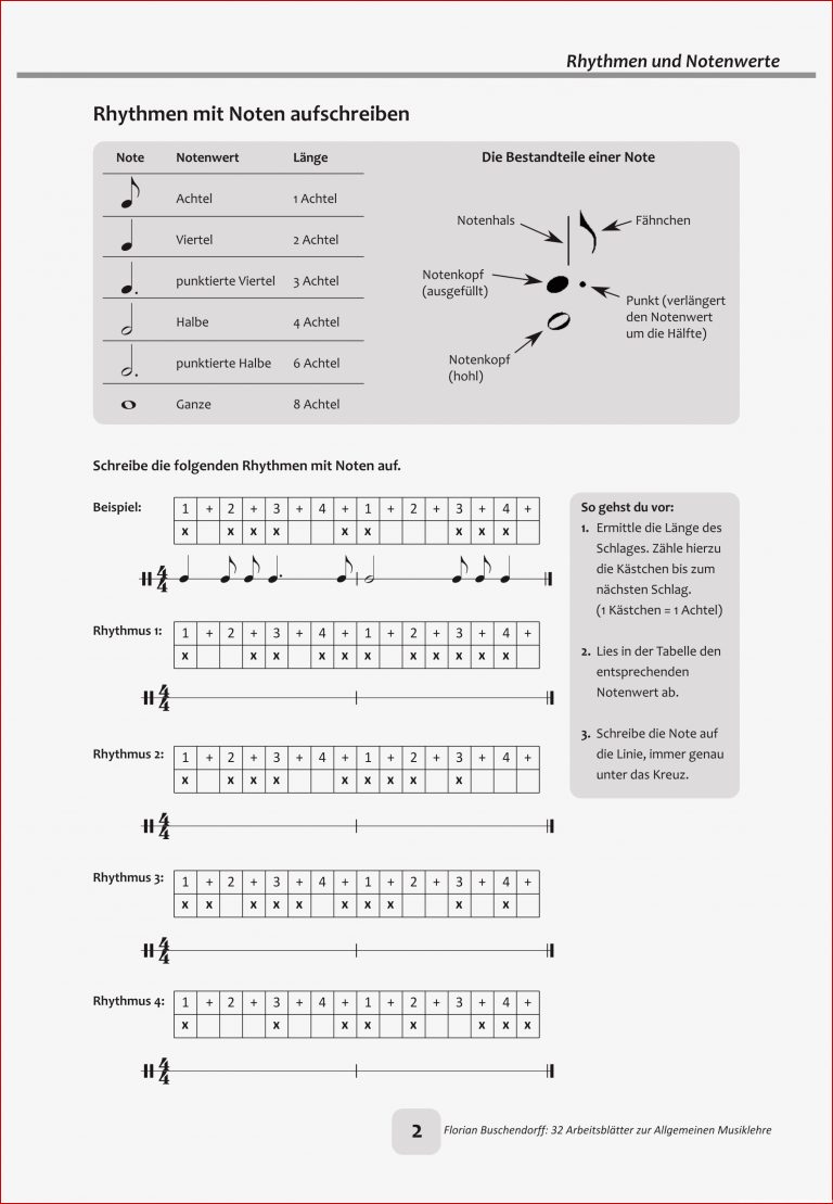 6 Arbeitsblätter Zu Rhythmen Und Notenwerten