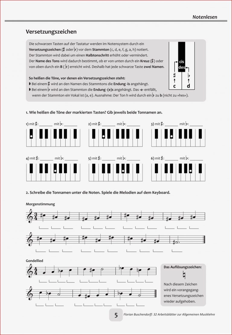 6 Arbeitsblätter Zur Übung Im Notenlesen