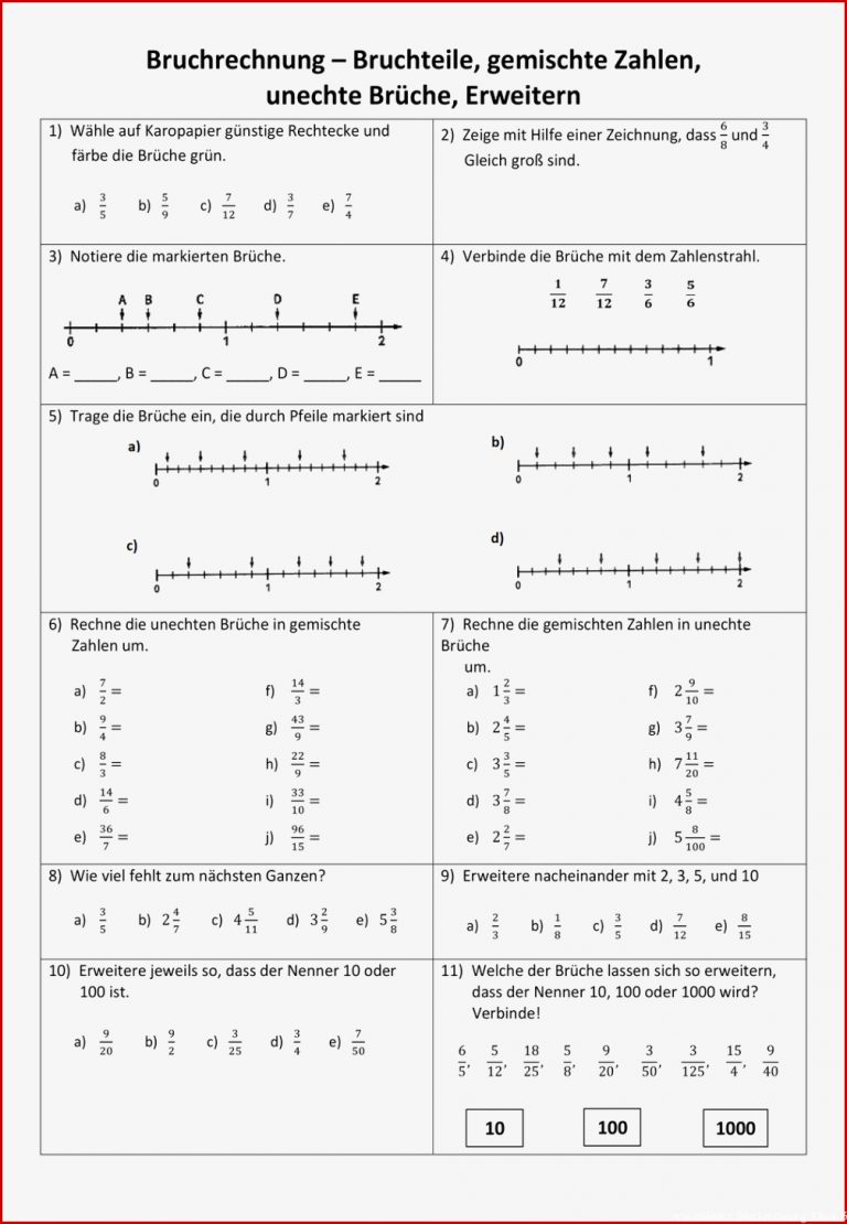 6 Klasse Mathe Brüche Arbeitsblätter Neue Arbeitsblätter