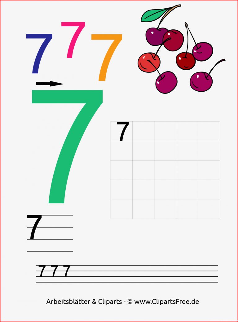 7 Zahlen Zum Ausdrucken 1 10