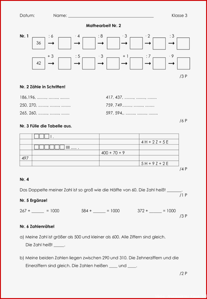 8 Klassenarbeiten Mathe Klasse 3 – Unterrichtsmaterial im