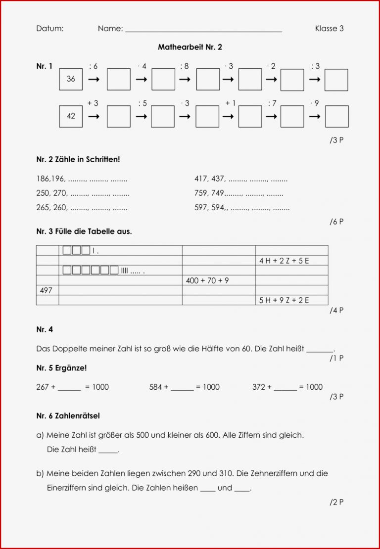 8 Klassenarbeiten Mathe Klasse 3 – Unterrichtsmaterial im