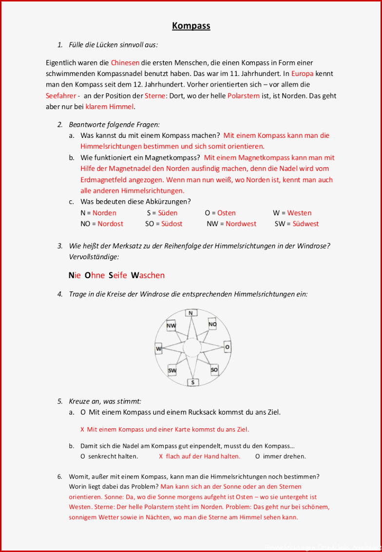 Himmelsrichtungen Grundschule Arbeitsblatt 8 Methoden Im Jahr 2 