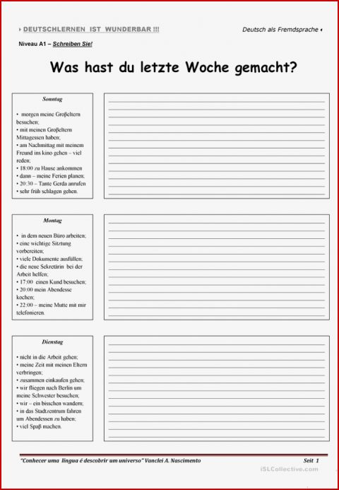 A1 Perfekt Arbeitsblatt Kostenlose Daf Arbeitsblätter