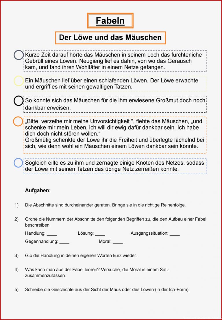 AB Fabeln – Unterrichtsmaterial im Fach Deutsch