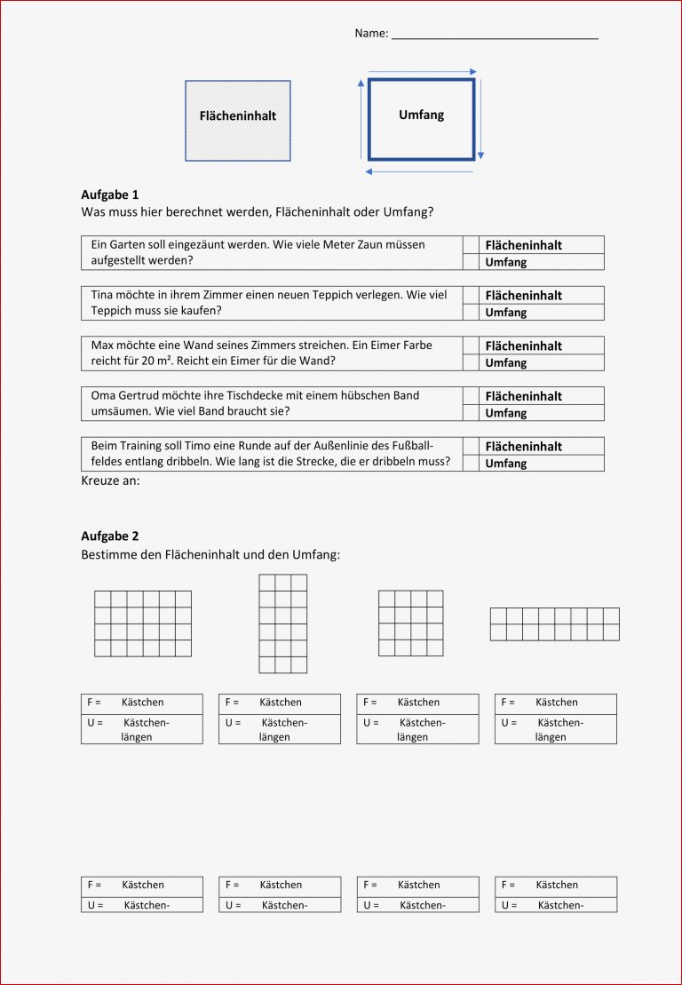Ab Flächeninhalt Umfang Bestimmen – Unterrichtsmaterial