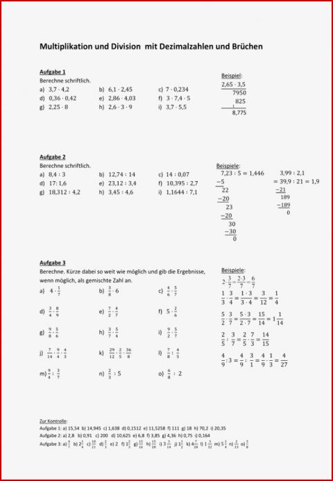 Ab Multiplikation Und Division Mit Dezimalzahlen Und