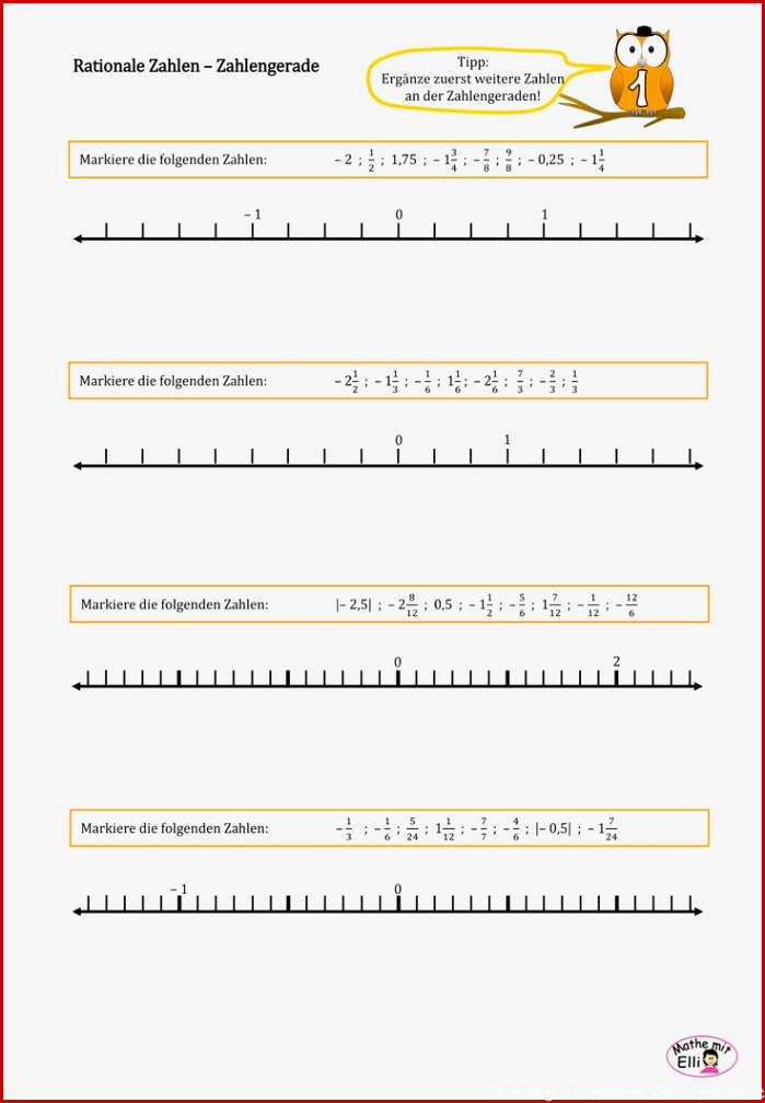 AB Rationale Zahlen Zahlengerade – Unterrichtsmaterial im