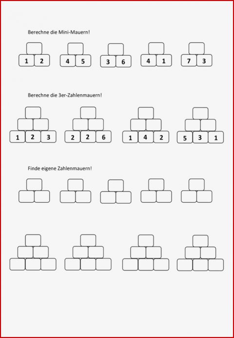 Ab Zahlenmauern Klasse 1 – Unterrichtsmaterial Im Fach