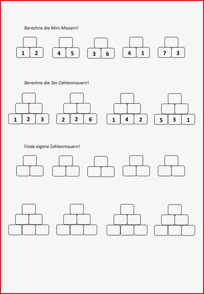 Ab Zahlenmauern Klasse 1 – Unterrichtsmaterial Im Fach