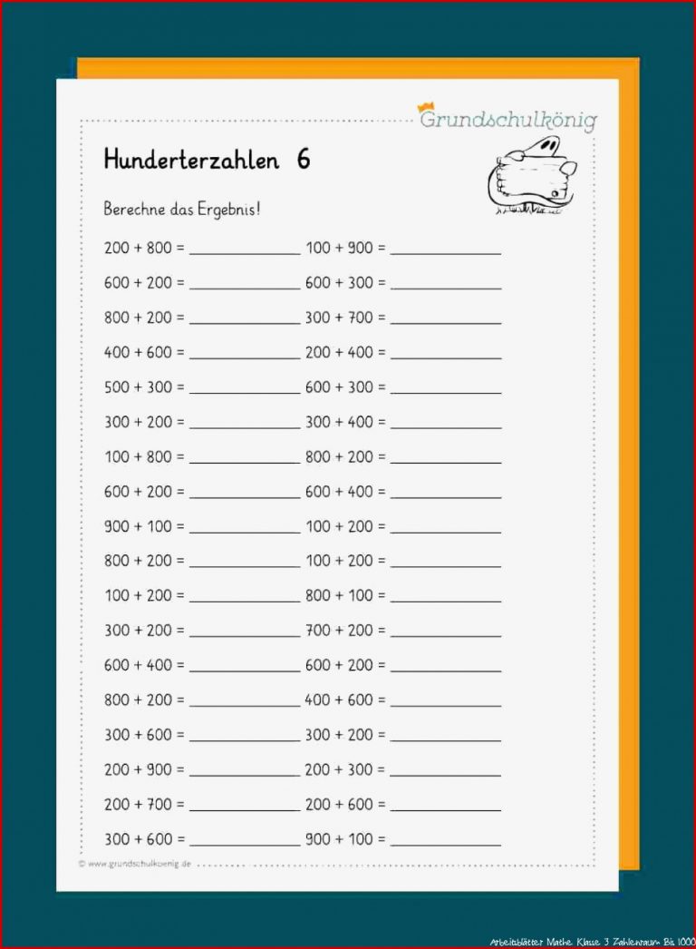 Ad ren Subtrahieren mit Hunderterzahlen im Zahlenraum