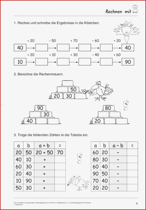 Addition Subtraktion · Arbeitsblätter · sonderpädagogik