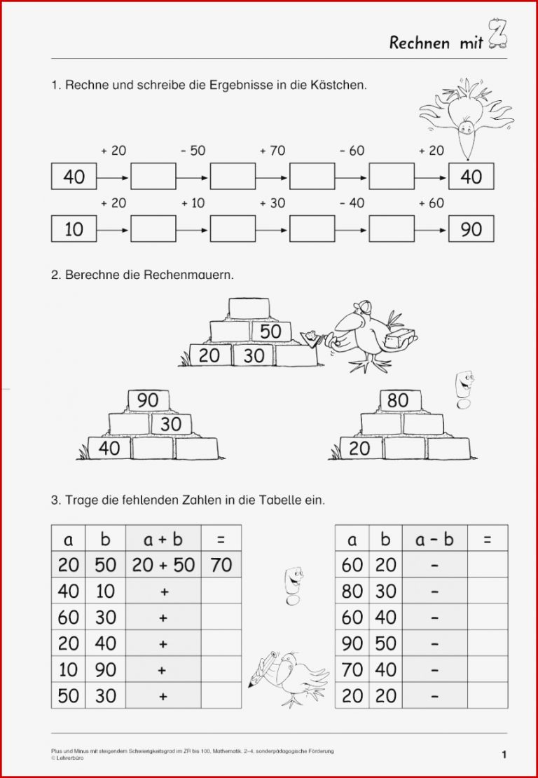 Addition Subtraktion · Arbeitsblätter · sonderpädagogik