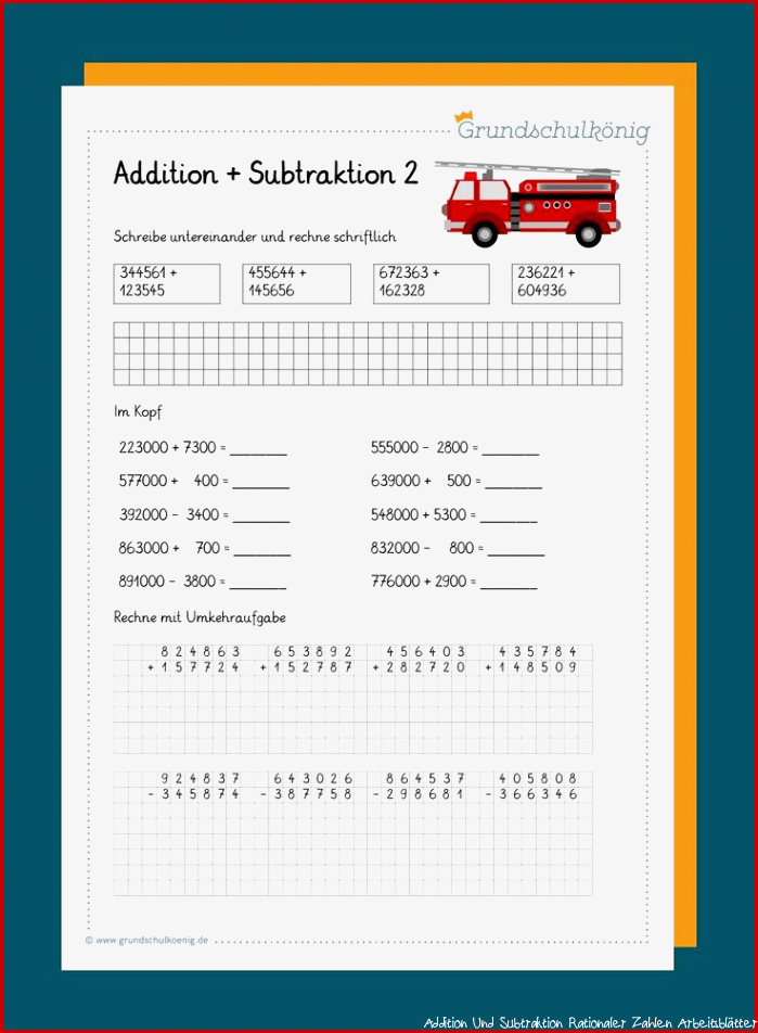 Addition und Subtraktion im Zahlenraum 1 000 000