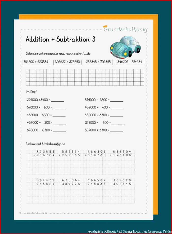 Addition und Subtraktion im Zahlenraum 1 000 000