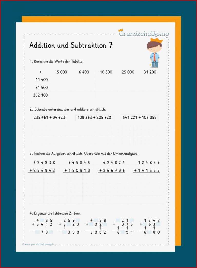 Addition und Subtraktion im Zahlenraum 1 000 000