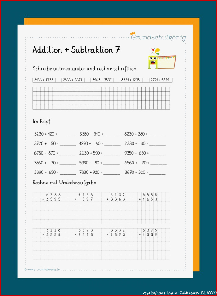 Addition und Subtraktion im Zahlenraum 10 000