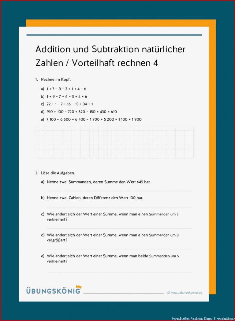 Addition Und Subtraktion Natürlicher Zahlen